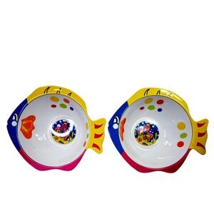 Cooks Club Sunken Treasure Fish Bowl Set 2 Melamine Colorful Ocean Nautical